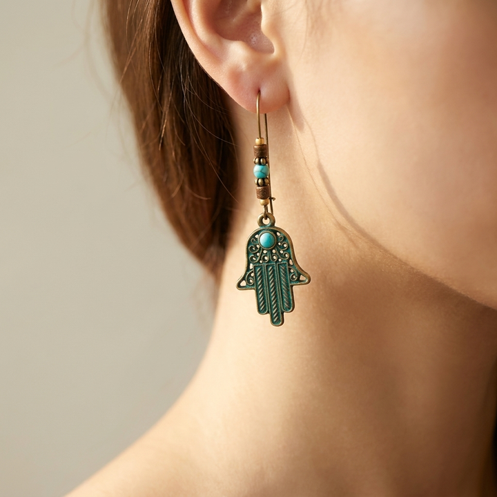 Bronze Hamsa Earrings