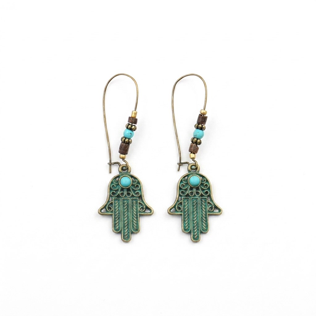 Bronze Hamsa Earrings