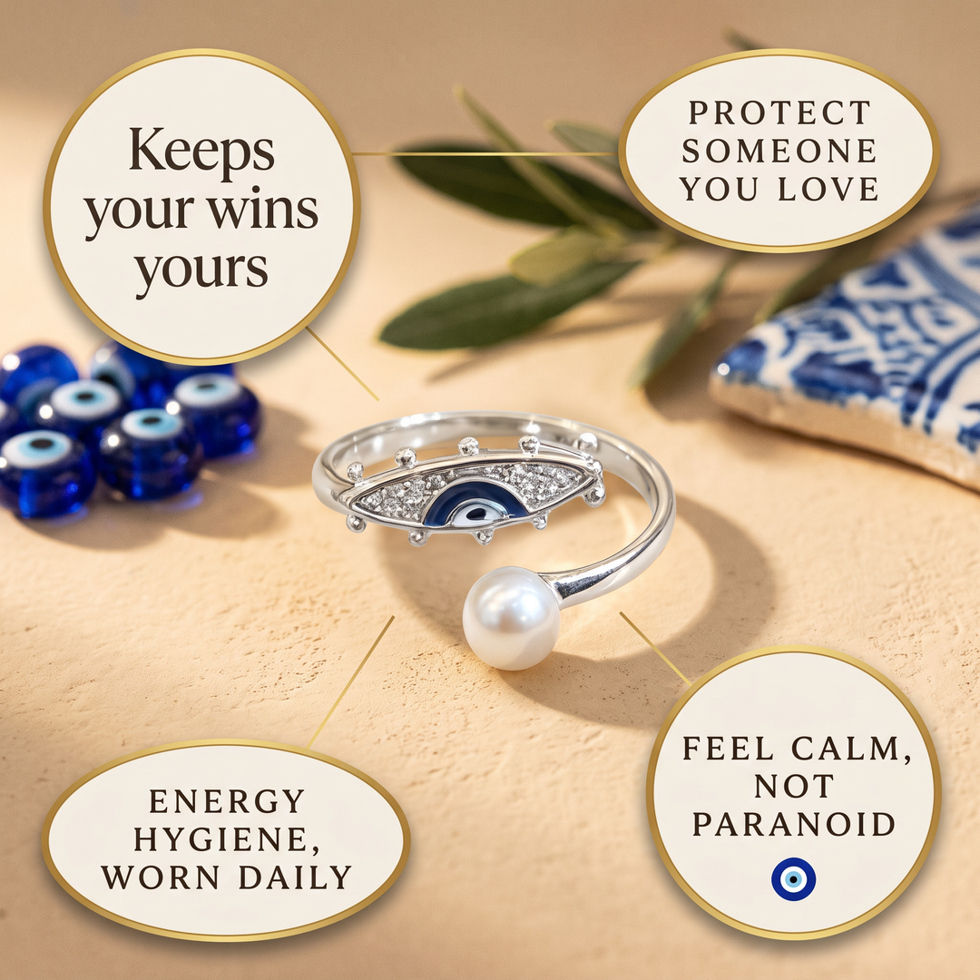 Pearl Evil Eye Ring