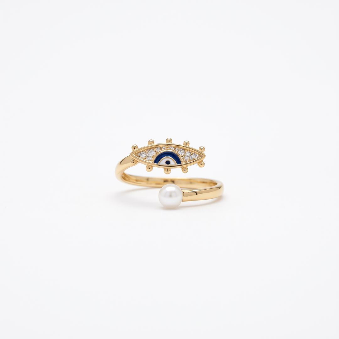 Pearl Evil Eye Ring