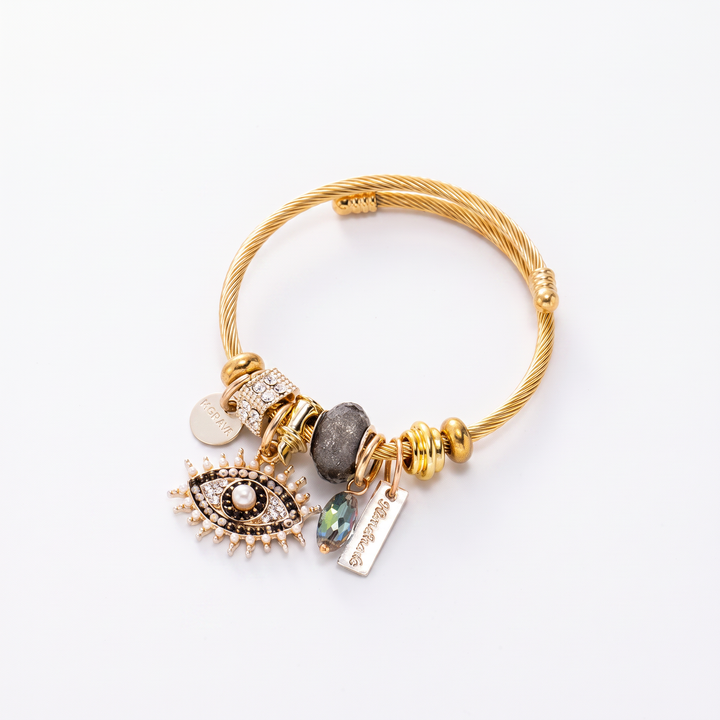 Gold Evil Eye Bangle