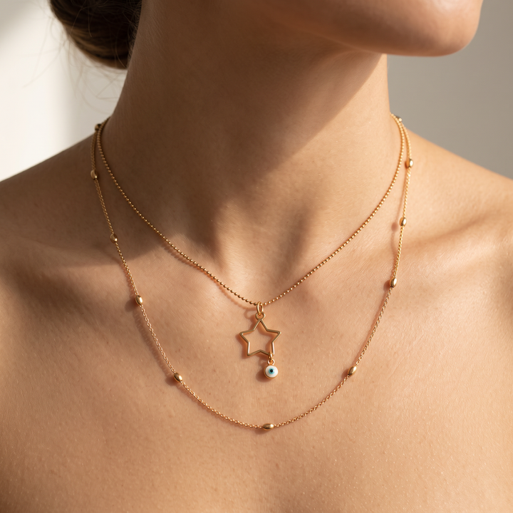 Layered Star Evil Eye Necklace