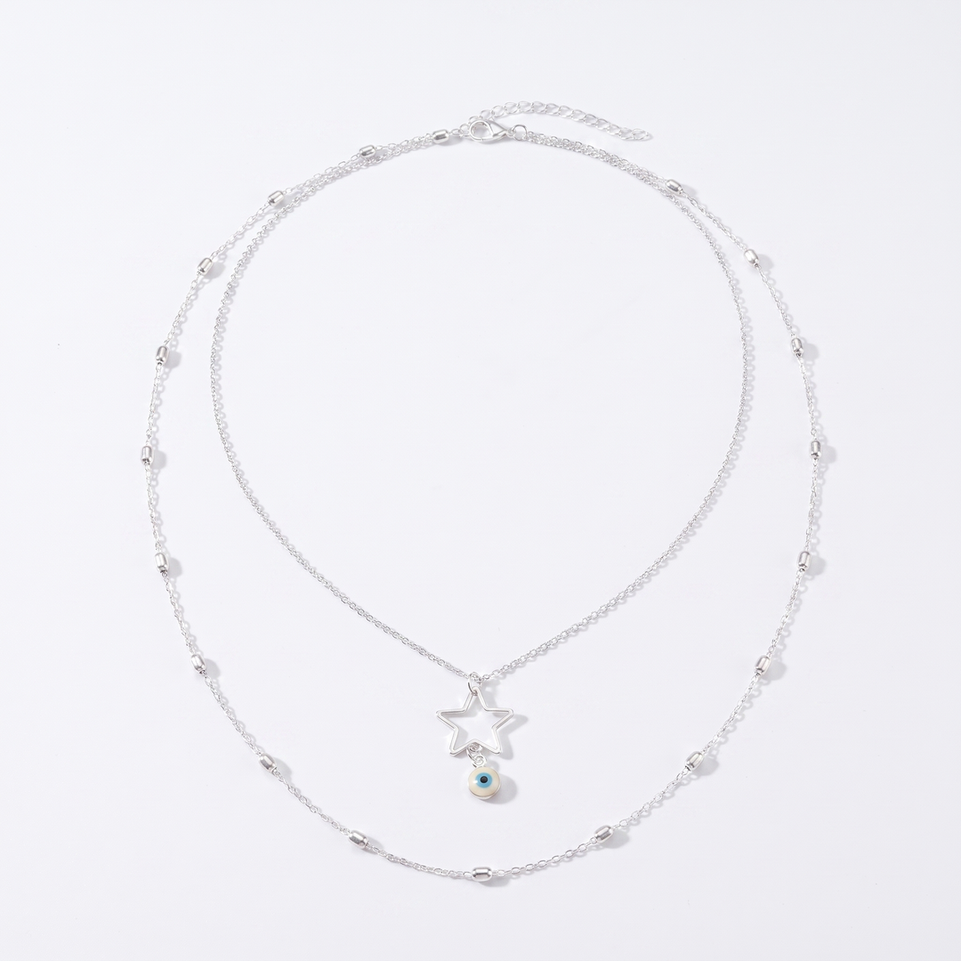 Layered Star Evil Eye Necklace