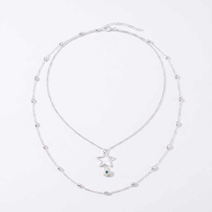 Layered Star Evil Eye Necklace