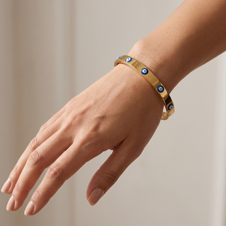 Gold Evil Eye Bangle