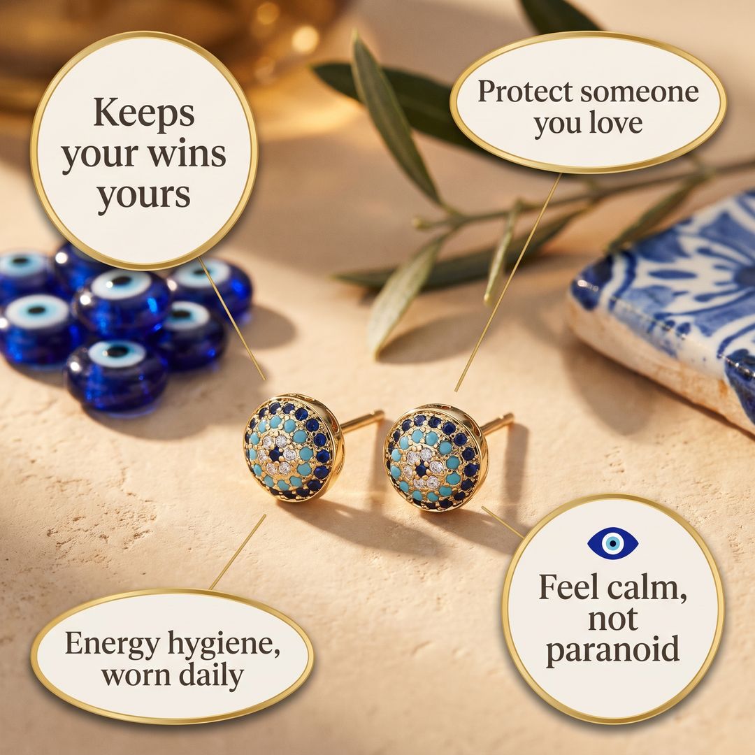 Blue Evil Eye Studs